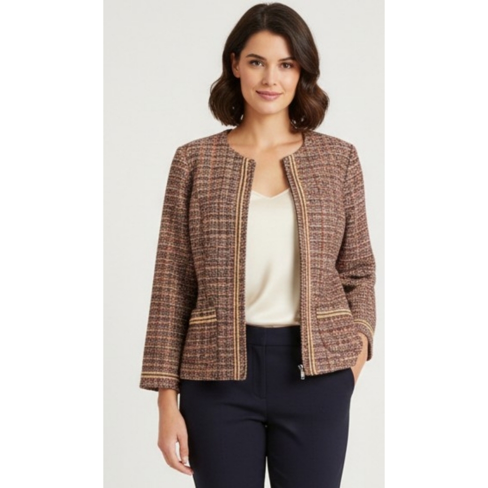 Appleseed's Tweed Multicolor Zip Up Blazer
